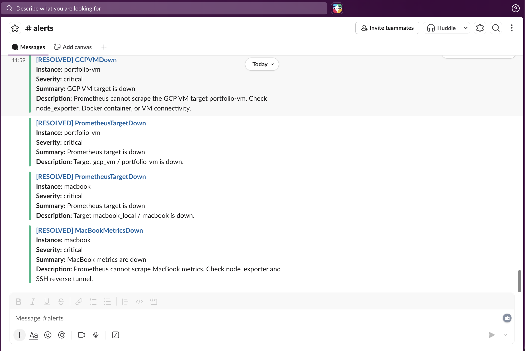 Slack Resolved Alerts